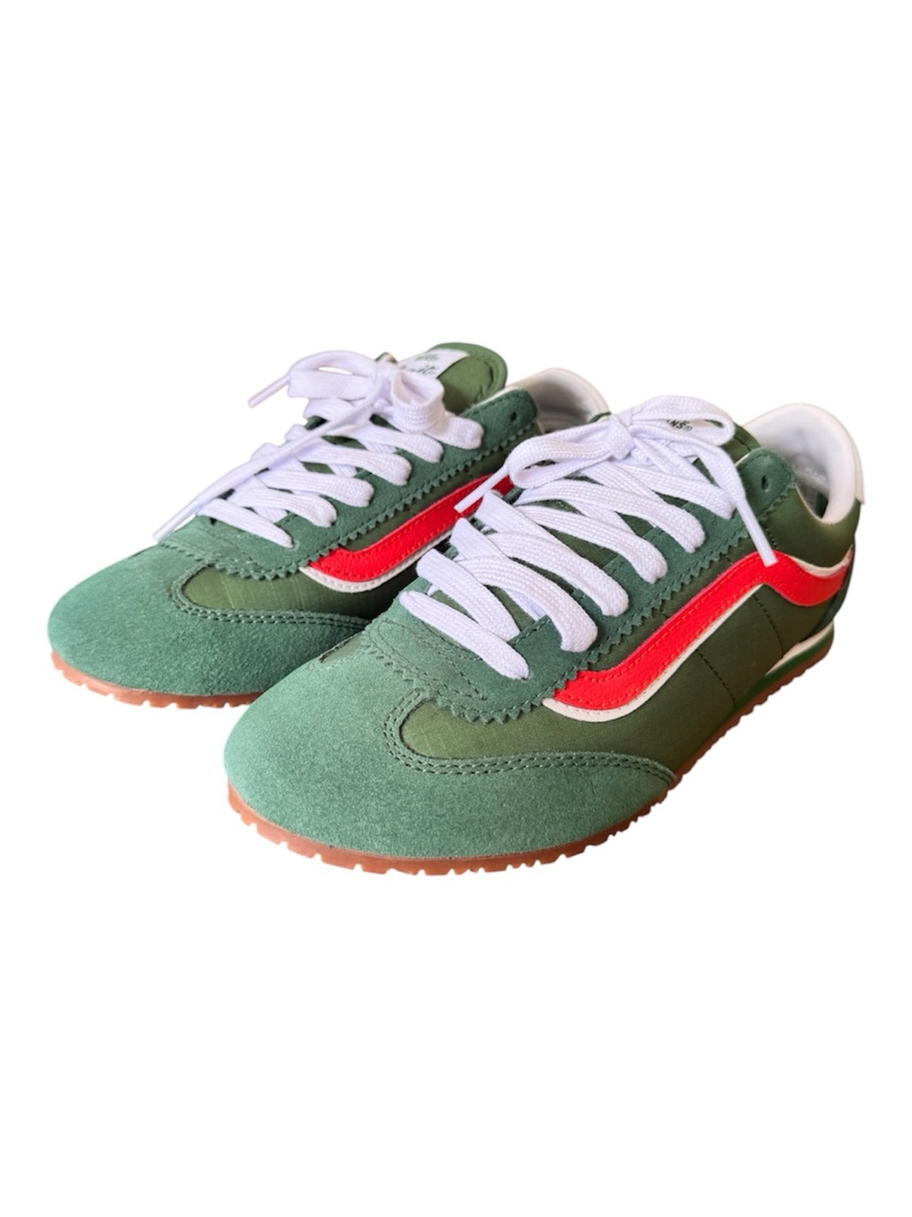 Vans Women’s Super Lowpro 'Fairway Green Red' Sneakers Suede Canvas Retro Size 6